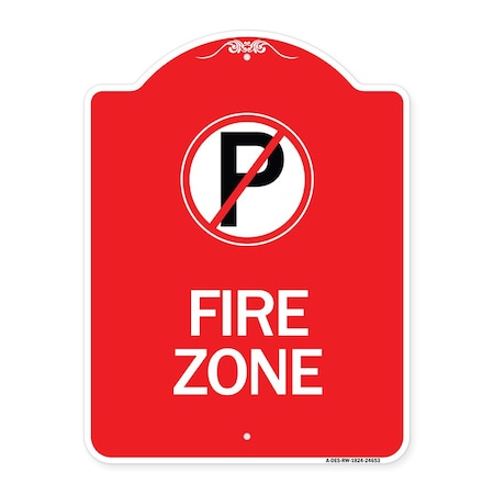Signmission Designer Series Sign-No Parking, Red & White Aluminum Architectural Sign, 18" x 24", RW-1824-24653 A-DES-RW-1824-24653